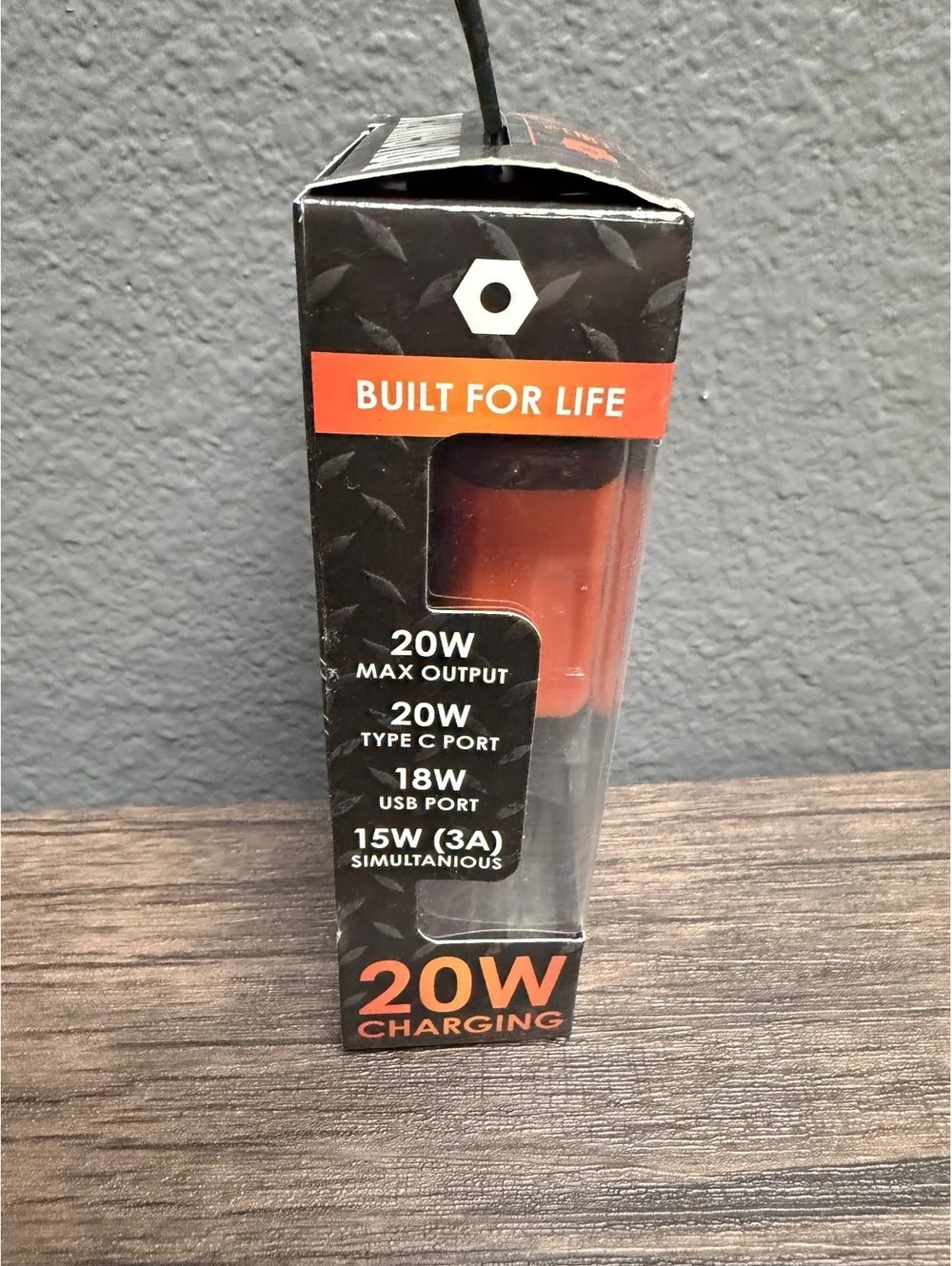 Roughneck 20W Dual Port AC Wall Charger Fast USB-C USB-A Plug Black Orange New